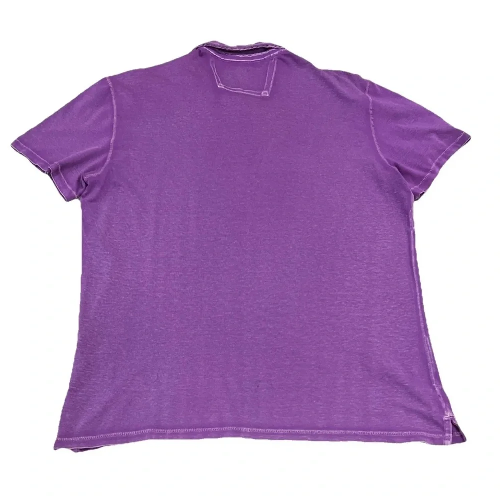 John Varvatos USA Washed Burnout Short Sleeve Polo Shirt Mens XL Purple